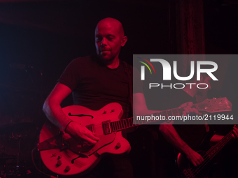 British rock shoegaze band Ride perform at Xoyo, London on July 28, 2017. Ride are a British rock band, consisting of Andy Bell (vocals, gui...