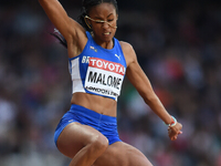 Chantel Malone of British Virgin Island jumps in the long jump final in London at the 2017 IAAF World Championships athletics at the London...