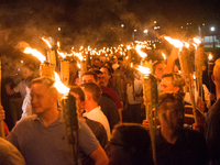 Neo Nazis, Alt-Right, and White Supremacists take part a the night before the 'Unite the Right' rally in Charlottesville, VA, white supremac...
