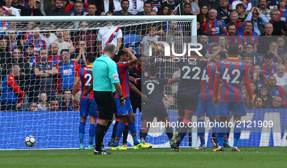 Crystal Palace's Joel Ward own goal
during Premier League  match between Crystal Palace and Huddersfield Town at Selhurst Park Stadium, Lond...