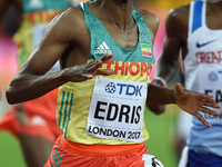 Muktar Edris of Ethiopia, winning the goal in the 5000 meter  final in London at the 2017 IAAF World Championships athletics. (