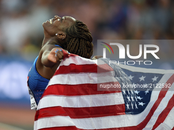 Silver medal winner
Dawn Harper Nelsonof USA, celebrating in the 100 meter hurdles final in London at the 2017 IAAF World Championships ath...