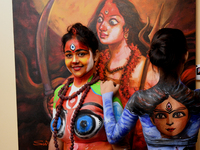 Indian Models participate at The Live Body Painting Art show organized by Creative Dream in Kolkata, India on 13 August 2017. Body painting,...
