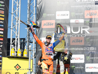 84	Herlings Jeffrey KTM NED KNMV Red Bull KTM Factory Racing On the podium of the winners celebrates during the RACE MXGP World Championship...