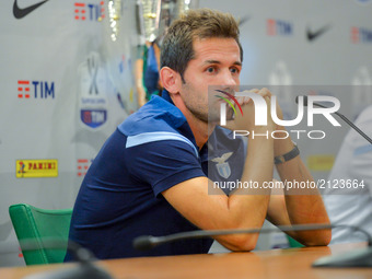 Senad Lulic during the S.S. Lazio press conference ahead of the Italian Supercup at Olimpico Stadium on August 12, 2017 in Rome, Italy. (
