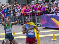 Eider Arevalo wins Men 20 K Race Walk at IAAF World Championships in London, UK on August 13, 2017. Caio Bonfim arriving third. The race too...