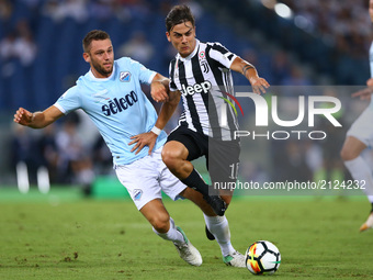 Stefan de Vrij of Lazio vies Paulo Dybala of Juventus during the Italian SuperCup TIM football match Juventus vs lazio on August 13, 2017 at...