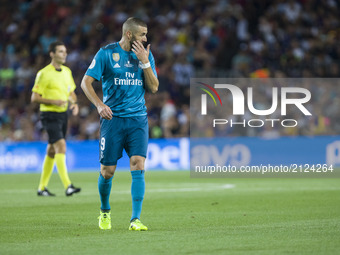 Karim Benzema during the match between FC Barcelona - Real Madrid, for the first leg of the Spanish Supercup, held at Camp Nou Stadium on 13...