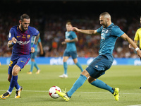 Karim Benzema and Aleix Vidal during the spanish Super Cup match between F.C. Barcelona v Real Madrid, in Barcelona, on August 13, 2017. (