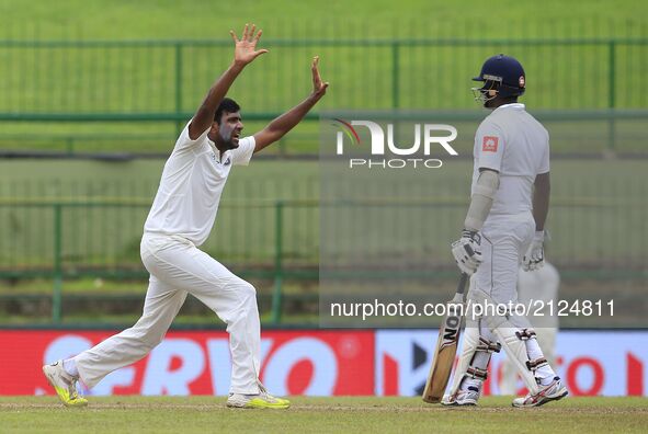 Indian cricketer Ravichandran Ashwin
 appeals during the 3rd Day's play in the 3rd and final Test match between Sri Lanka and India at the...