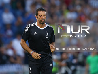 Gianluigi Buffon of Juventus  during the Italian Supercup match between Juventus and SS Lazio at Stadio Olimpico on August 13, 2017 in Rome,...