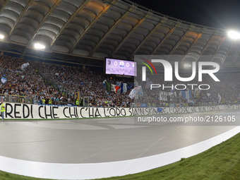 S.S. Lazio supporter's during the Italian SuperCup TIM football match Juventus vs lazio on August 13, 2017 at the Olympic stadium in Rome. (