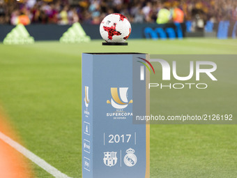 The ball before the match between FC Barcelona - Real Madrid, for the first leg of the Spanish Supercup, held at Camp Nou Stadium on 13th Au...