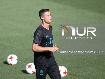 Cristiano Ronaldo of Real Madrid during the last training of Real Madrid before the supercopa match 2nd Leg against Barcelona on August 15,...