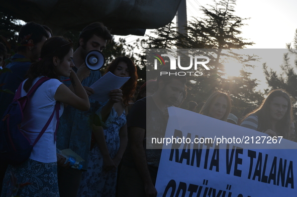 Activists gathered in front of the main gate of the Middle East Technical University (METU) to protest against the development of the univer...