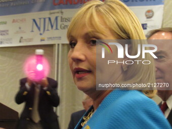 Candidate for New Jersey Governor, Lieutenant Governor of New Jersey Kim Guadagno delivers remarks to an audience in Mount Laurel, NJ on Aug...