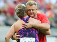 Anita Wlodarczyk (POL) and coach Krzysztof Kaliszewski  during the 5th Kamila Skolimowska Memorial of athletics in Warsaw, Poland, on 15 Aug...