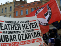People gathered In Toulouse in solidarity with anti-fascists in Charlottesville after the killing of Heather Heyer by a white supremacist....