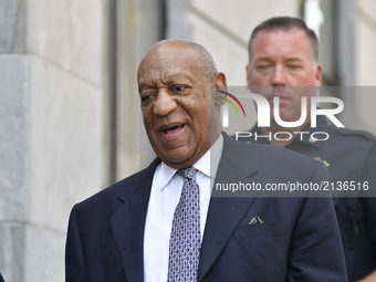 US entertainer Bill Cosby departs after a pre-trial hearing at Montgomery County Courthouse, in Norristown, on August 22, 2017. (