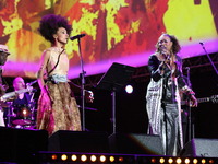 Gdansk, Poland 16th, August 2014 Solidarity of Arts festival in Gdansk. Oumou Sangare and her band performs live with Esperanza Spalding dur...