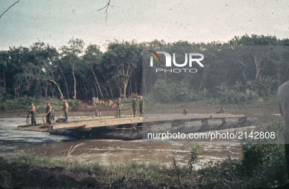 Crossing the river . Vietnam War - Around 1967. 