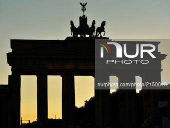 An evening street view of the Brandenburg Gate monument in Berlin.
On Tuesday, August 29, 2017, in Berlin, Germany. (