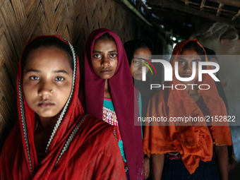 Rohingya women arrive in kutupalong makeshift camp in cox's bazar. These girl had to pay broker to cross the broder.  on 30 August 2017. UN...