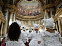 Brazilian community gathered to participate to the mass, at the opening of the Festival of the Cleaning of la Madeleine in Paris, France, on...