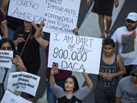 DACA supporters protest the Trump administration’s termination of the Deferred Action for Childhood Arrivals program. Los Angeles, Californi...