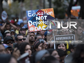 DACA supporters protest the Trump administration’s termination of the Deferred Action for Childhood Arrivals program. Los Angeles, Californi...