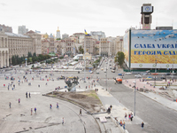 KIEV, UKRAINE - AUGUST 19: Independence square in Kiev is free from barricades and protesters tents (