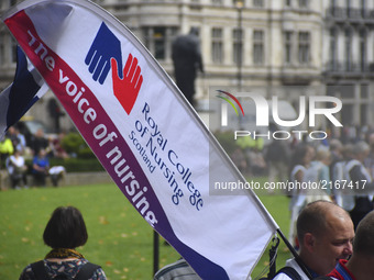 A demonstration took place at Parliament Square against the government's pay cap on public sector workers, London on September 6, 2017. The...