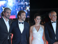 Venice, Italy. 06 September, 2017.  Fernando Leon de Aranoa, Javier Bardem, Penelope Cruz and Alberto Barbera attend the premiere of the mov...