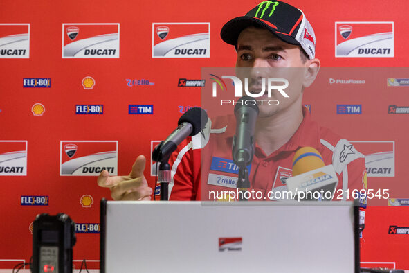 Jorge Lorenzo of Ducati Team during the presentation press conference of the Tribul Mastercard Grand Prix of San Marino and Riviera di Rimin...