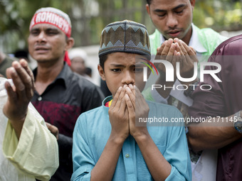 Rohingya refugees in Malaysia cry during a protest against the violence of Rohingya Muslims in Myanmar at outsude of Myanmar embassy in Kual...