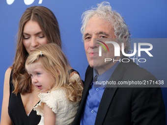Venice, Italy. 08 September, 2017.  Christina Ferrara and Abel Ferrara  during the 'Piazza Vittorio' photocall during the 74th Venice Film F...