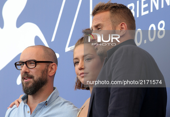 Michael R. Roskman, Adele Exarchopoulos and Matthias Schoenaerts  attends the 'Racer And The Jailbird (Le Fidele)' photocall during the 74th...