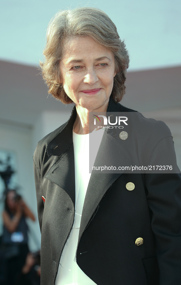 Venice, Italy. 08 September, 2017.  Charlotte Rampling  walking thered carpet of the movie 'Hannah' presented in competition at the 74th Ven...