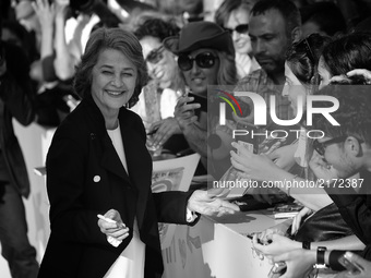 Venice, Italy. 08 September, 2017.  Charlotte Rampling  walking thered carpet of the movie 'Hannah' presented in competition at the 74th Ven...