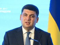 Ukrainian Prime Minister Volodymyr Groysman attend a conference, dedicated to transport issues, in Odesa, Ukraine September 8, 2017. (