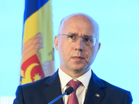 Moldovan Prime Minister Pavel Filip attend a conference, dedicated to transport issues, in Odesa, Ukraine September 8, 2017. (