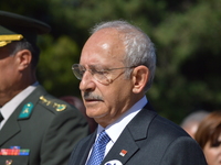 The main opposition Republican People's Party (CHP) leader Kemal Kilicdaroglu attends a march marking the 94th anniversary of his party at A...