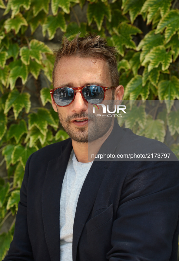 Matthias Schoenaerts leave from Hotel Excelsior in Venice, Italy, on September 9, 2017. 