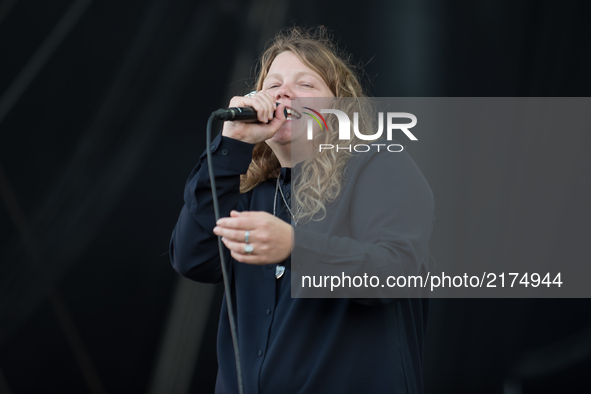 English poet, spoken-word artist and playwright Kate Tempest performs live on stage at OnBlackheath Festival, London on September 9, 2017. 