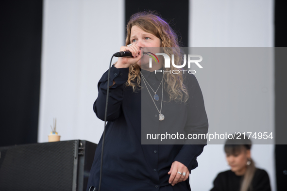 English poet, spoken-word artist and playwright Kate Tempest performs live on stage at OnBlackheath Festival, London on September 9, 2017. 