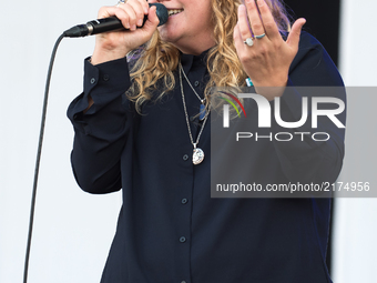 English poet, spoken-word artist and playwright Kate Tempest performs live on stage at OnBlackheath Festival, London on September 9, 2017. (