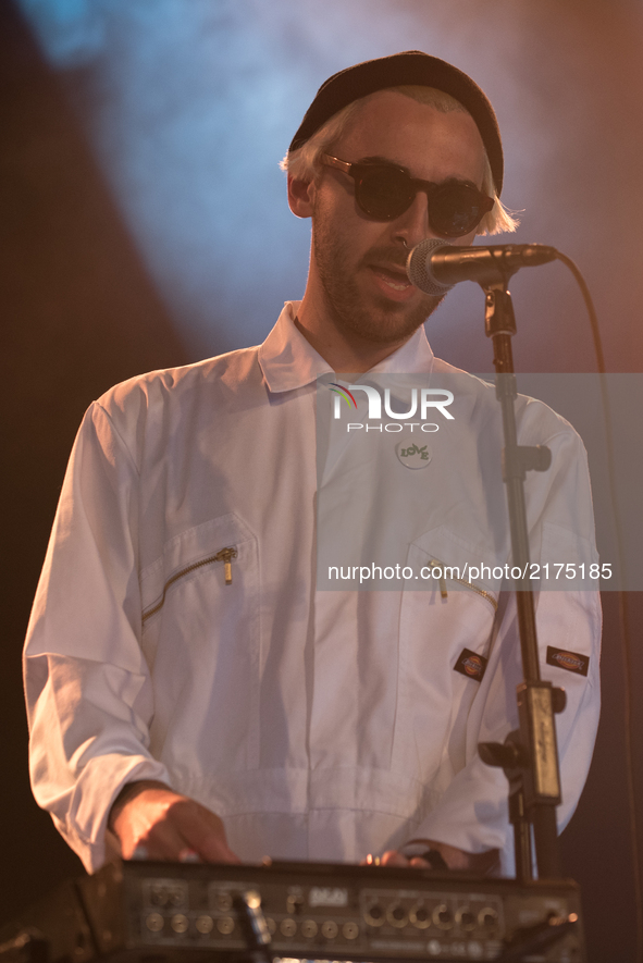 British indie-funk band Bad Sounds perform on stage at OnBlackheath Festival in London on September 9, 2017. 