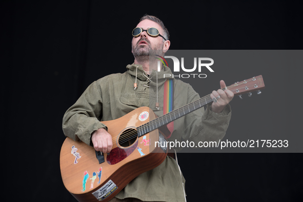 Scottish singer Steve Mason performs on stage at OnBlackheath Festival, in London on September 9, 2017. 
