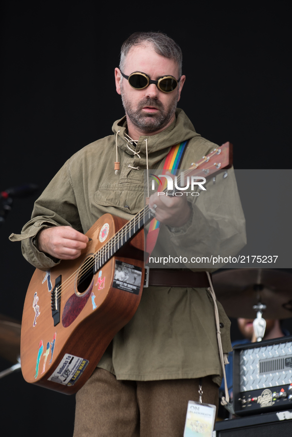 Scottish singer Steve Mason performs on stage at OnBlackheath Festival, in London on September 9, 2017. 