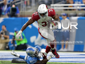 Arizona Cardinals running back David Johnson (31) runs the ball during the second half of an NFL football game against the Detroit Lions in...